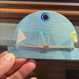 Anthropologie Gold 'M' Charm Bracelet